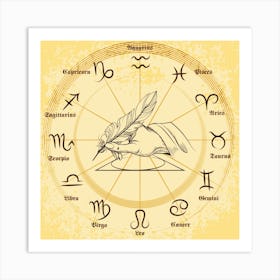 Celestial Sketches: Hand-Drawn Zodiac Icons Set Art Print