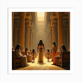 The Pharaoh Akhenaten And His Family In A Luxurious Setting 1 Art Print