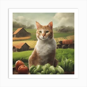 Cat On The Farm Art Print