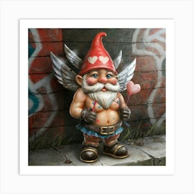 Cupid Gnome With Hart Arrow Art Print