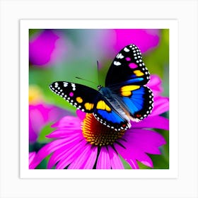 Butterfly On Purple Flower 1 Art Print