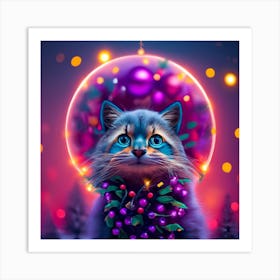 Christmas Cat Art Print