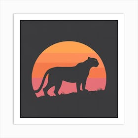 Silhouette Of A Leopard At Sunset Puma Cougar Panther Art Print