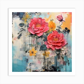 Vintage Bright Flowers 7 Art Print