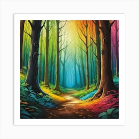 Rainbow Forest Art Print