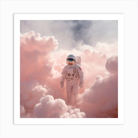 Pink Astronaut In Space Art Print