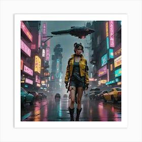 Cyberpunk anime girl 1 Art Print