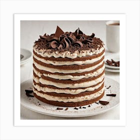 Tiramisu Cake An Elegant Tiramisu Cake With Layers Of Coffee Soaked Sponge Mascarpone Cream And A Du 361374507 Art Print