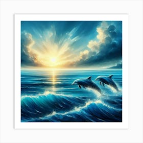 Dolphins In The Ocean 3 Art Print