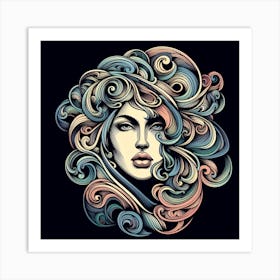 Girl With Curly Hair Art Print