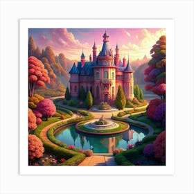 Fairytale Castle With Pond Art Print