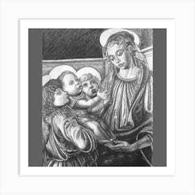 Madonna, Baby Jesus, Angels; Graphics by Filippo Lippi Art Print