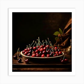 Cherry On A Plate Art Print