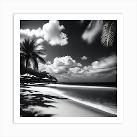 Black And White Beach 4 Art Print