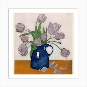 Tulips In A Blue Vase Art Print