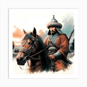 Mongolian Horse Ride Warrior Art Print