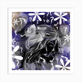 Woman With Question Marks Art Print