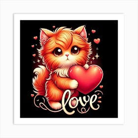 Cute Kitten With A Heart Art Print