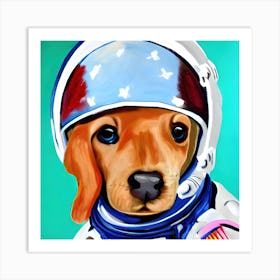 Astronaut Puppy Painting Art Print