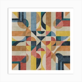 An abstract and vibrant geometric composition featuring intersecting lines and bold colors, creating a visually stimulating and modern piece. This contemporary artwork is versatile and can add a touch of sophistication to a variety of interior design styles, making it an attractive option for home decor. Art Print