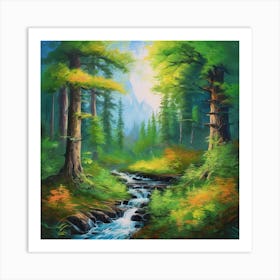 Stream In The Forest 2 Art Print