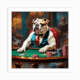 Bulldog At The Poker Table 2 Art Print