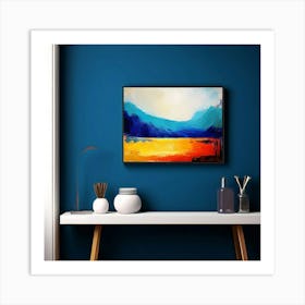 Mock Up Canvas Framed Art Gallery Wall Mounted Textured Print Abstract Landscape Portrait (5) Art Print