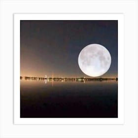 Full Moon Over Water Art Print