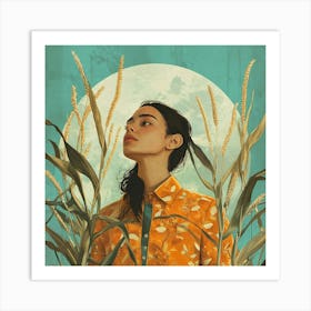 Girl In The Field Art Print