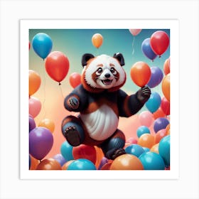 Cute Panda Balloons Art Print