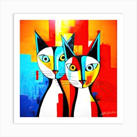 Siamese Duo - Two Cats Cute Art Print