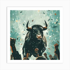 Bull In The Crowd Art Print