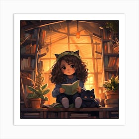 Little Girl Reading A Book 3 Art Print