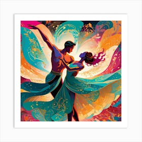 Abstract Dancing Couple Art Print