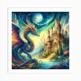 Dragon In The Castle Art Print