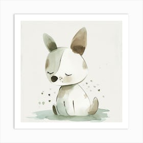 Cute Dog Watercolor Painting Art Print