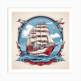 Sailing Ship In The Sea Art Print