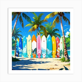 Surfboards On The Beach Art Print