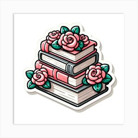 Roses On Books 1 Art Print