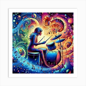 Drumming Girl Art Print