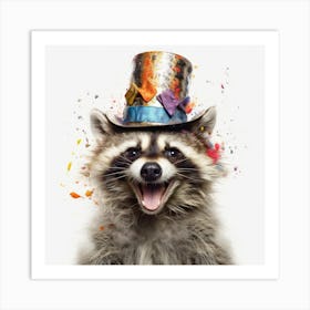 Raccoon In Top Hat 1 Art Print