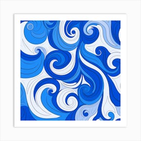 Blue And White Swirls Art Print