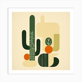 Rizwanakhan Simple Abstract Cactus Non Uniform Shapes Petrol 94 Art Print