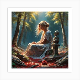 Girl In The Woods 10 Art Print