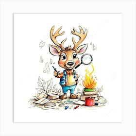 Deer With Magnifying Glass 9 Art Print