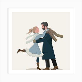 Happy Couple In Winter Art Print