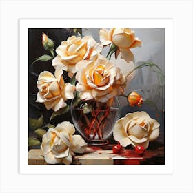 Roses In A Vase Art Print