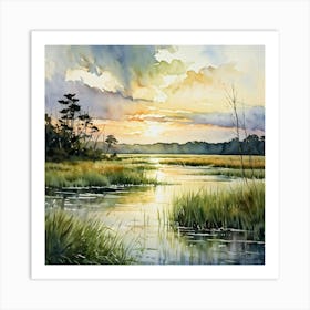 Marsh Sunset Art Print