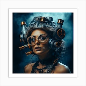 Steampunk Woman With Glasses 1 Art Print