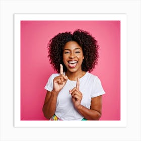 African American Young Woman Smiling With An Expression Of Happiness And Success Isolated Against (2) Art Print